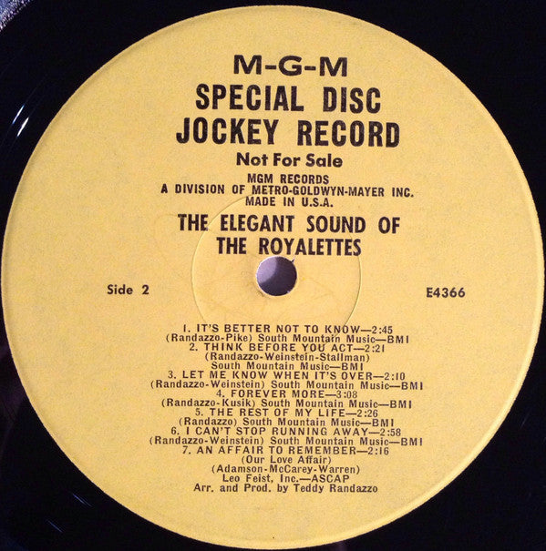 The Royalettes : The Elegant Sound Of The Royalettes (LP, Album, Mono, Promo)