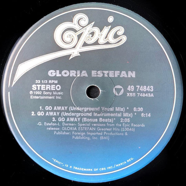 Gloria Estefan : Go Away (12", Single)