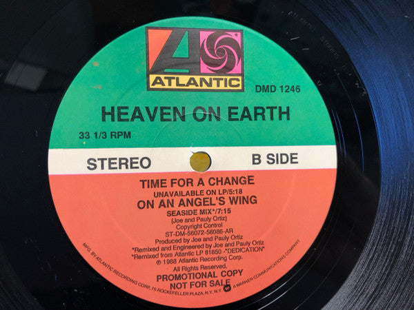 Heaven On Earth : On An Angel's Wing (12", Single, Promo)