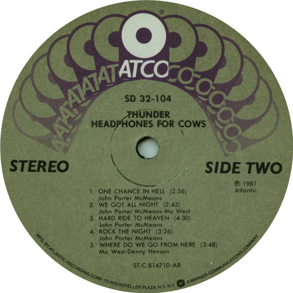 Thunder (18) : Headphones For Cows (LP, Album, AR )