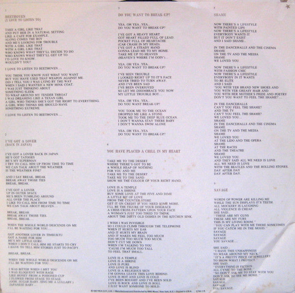 Eurythmics : Savage (LP, Album, Ind)