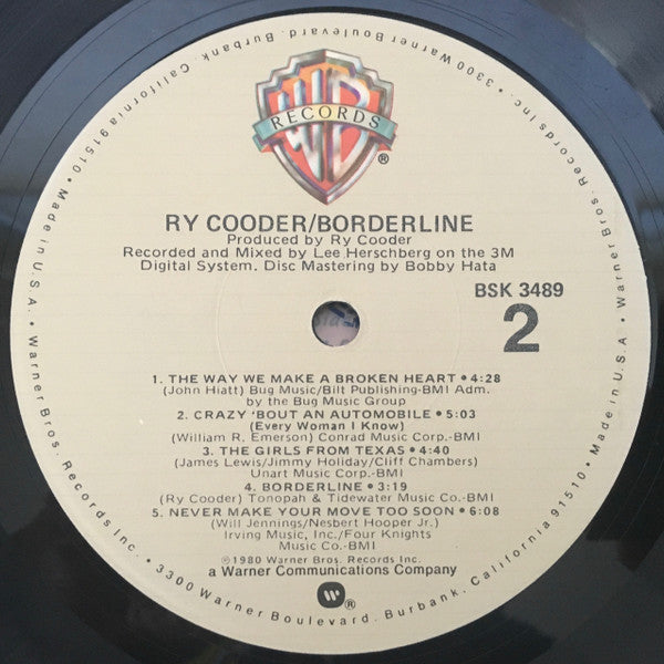 Ry Cooder : Borderline (LP, Album, Jac)