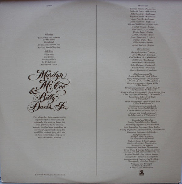 Marilyn McCoo & Billy Davis Jr. : The Two Of Us (LP, Album)