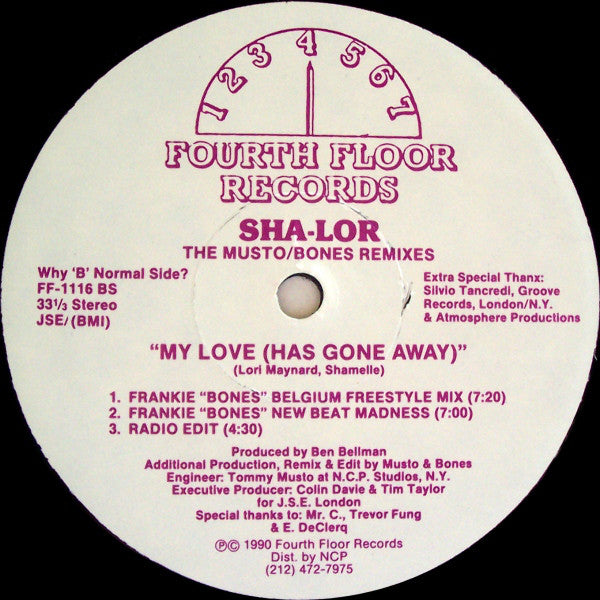 Sha-lor : My Love (Has Gone Away) (The Musto/Bones Remixes) (12")