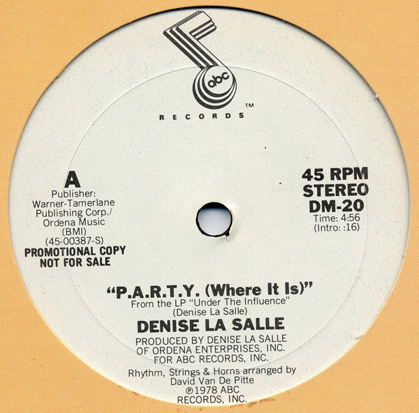 Denise LaSalle : P.A.R.T.Y. (Where It Is) (12", Promo)