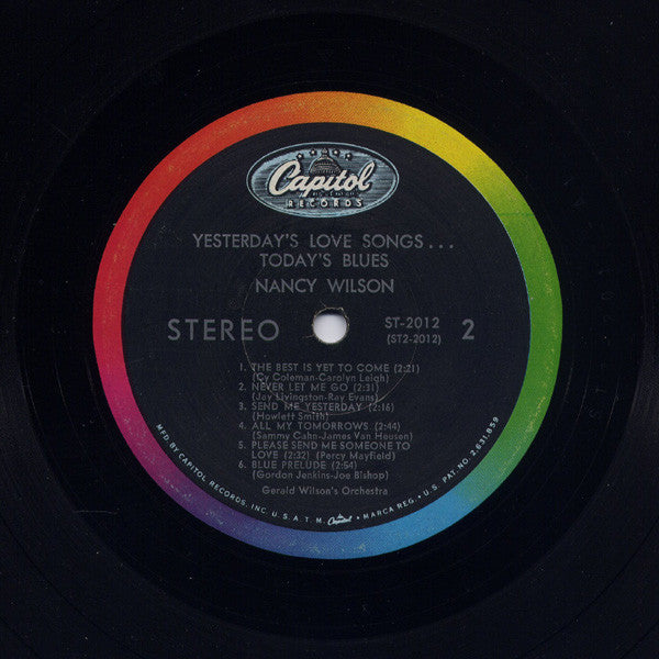 Nancy Wilson / Gerald Wilson Orchestra : Yesterday's Love Songs • Today's Blues (LP, Album)