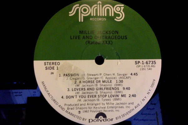 Millie Jackson : "Live And Outrageous" (Rated XXX) (LP, Album)