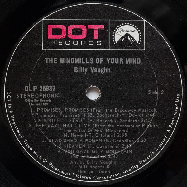 Billy Vaughn : The Windmills Of Your Mind (LP, Album)