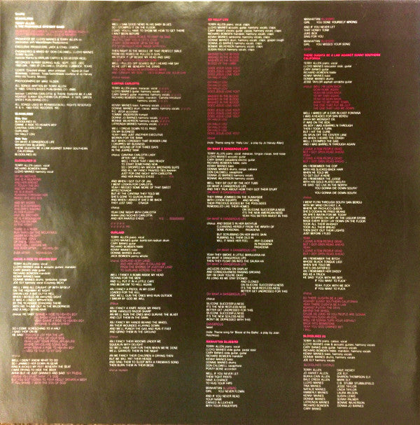 Terry Allen & The Panhandle Mystery Band : Bloodlines (LP, Album)
