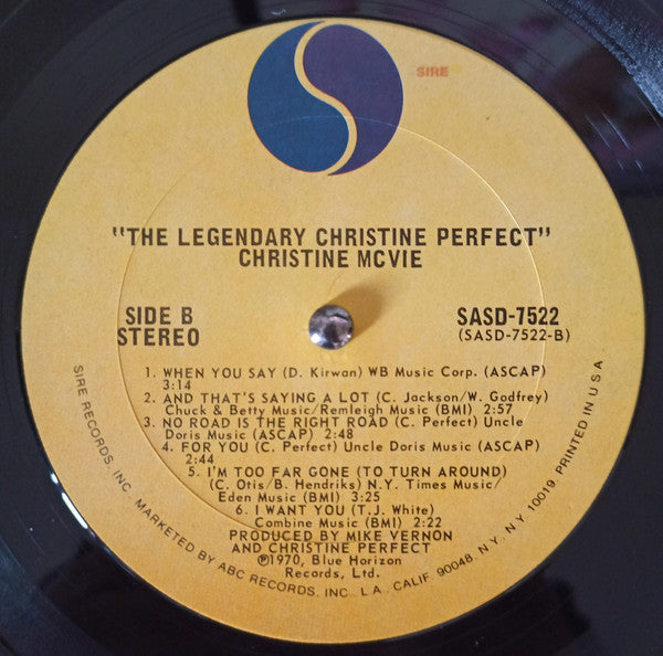 Christine McVie : The Legendary Christine Perfect Album (LP, Album, RE, Pit)