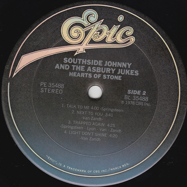 Southside Johnny & The Asbury Jukes : Hearts Of Stone (LP, Album, RE, Car)