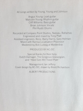 AC/DC : Flick Of The Switch (LP, Album, Club, CRC)