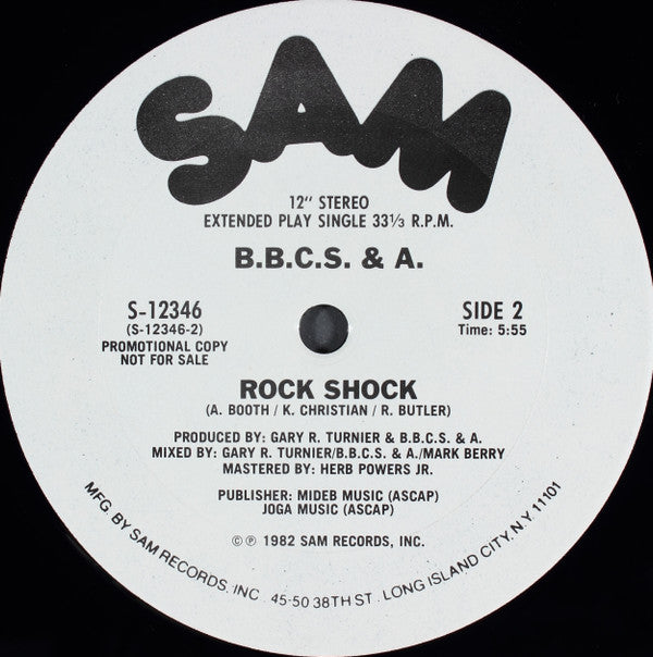 B.B.C.S. & A. : Rock Shock (12", Single, Promo)