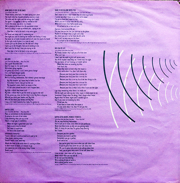 Daryl Hall & John Oates : Voices (LP, Album, RE, Col)