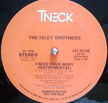 The Isley Brothers : I Need Your Body (12", Promo)