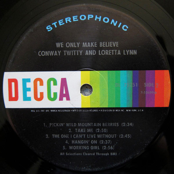 Conway Twitty & Loretta Lynn : We Only Make Believe (LP, Album, Pin)