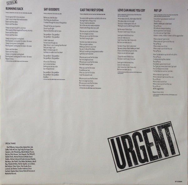 Urgent (2) : Cast The First Stone (LP, Album)