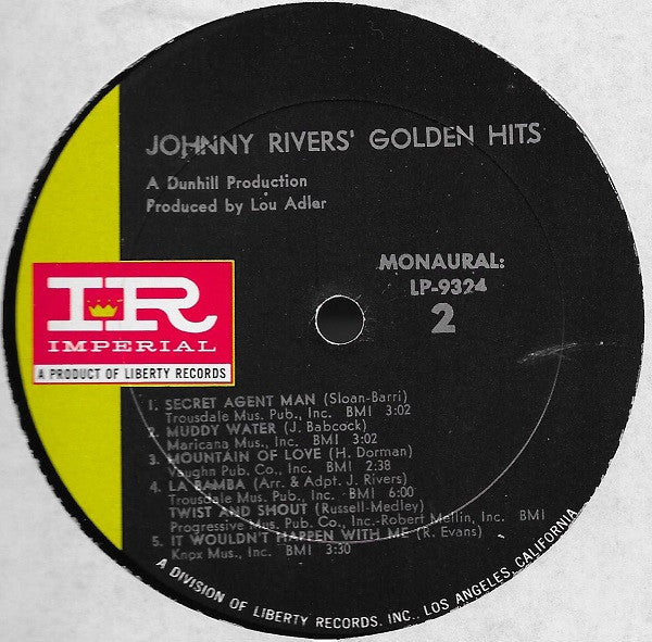 Johnny Rivers : Johnny Rivers' Golden Hits (LP, Comp, Mono)
