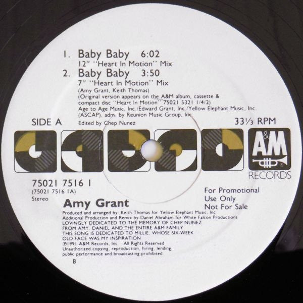 Amy Grant : Baby Baby (12", Promo)