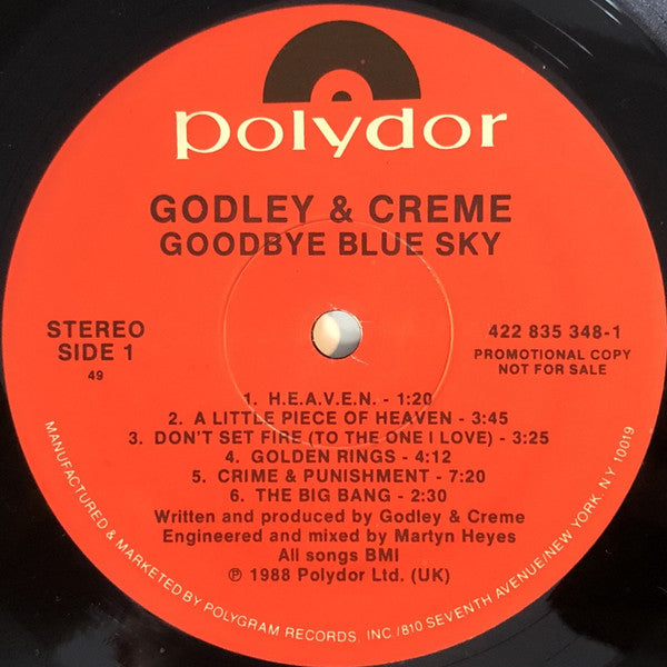 Godley & Creme : Goodbye Blue Sky (LP, Album, Promo)