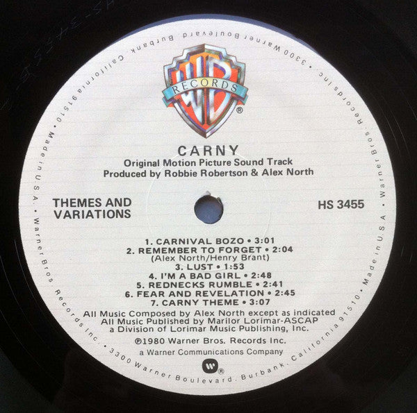 Robbie Robertson And Alex North : Carny (Sound Track From The Motion Picture) (LP, Album)