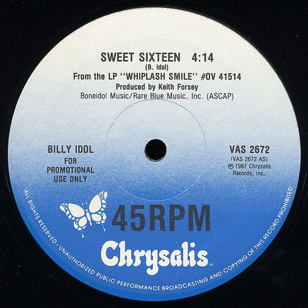 Billy Idol : Sweet Sixteen (12", Promo)