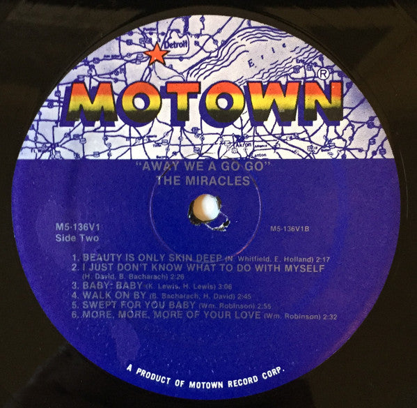 The Miracles : Away We A Go-Go (LP, Album, RE)