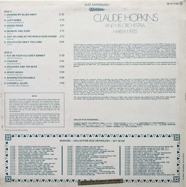Claude Hopkins And His Orchestra : Harlem 1935 (LP, Album)