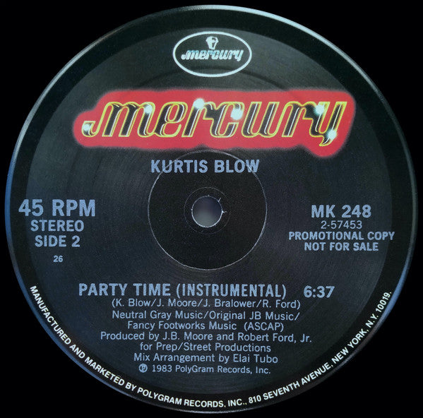 Kurtis Blow : Party Time (12", Promo)