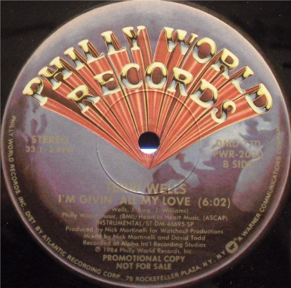 Terri Wells : I'm Givin' All My Love (12", Promo)