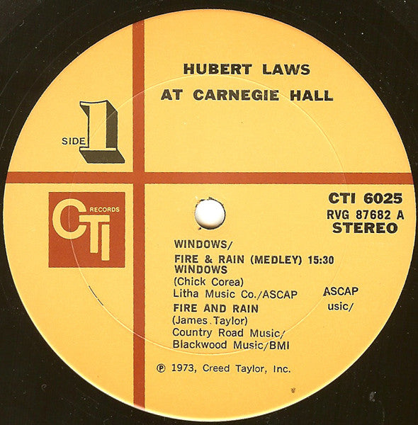 Hubert Laws : Carnegie Hall (LP, Album, RE, RP, Gat)
