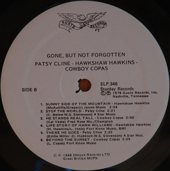 Cowboy Copas / Patsy Cline / Hawkshaw Hawkins : Gone, But Not Forgotten (LP, Comp, RE)
