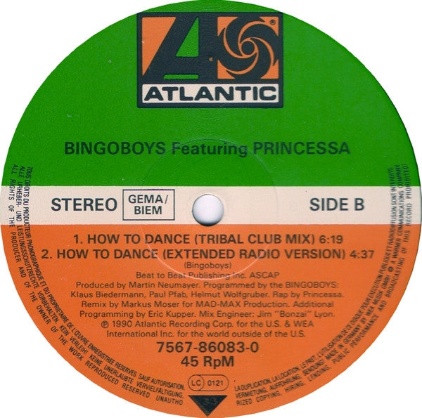 Bingoboys Featuring Princessa (2) : How To Dance (12")