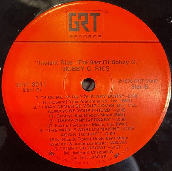 Bobby G. Rice : Instant Rice-The Best Of Bobby G. (LP, Album, Comp)