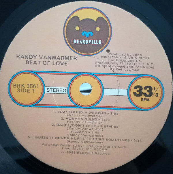 Randy Vanwarmer : Beat Of Love (LP, Album, Jac)