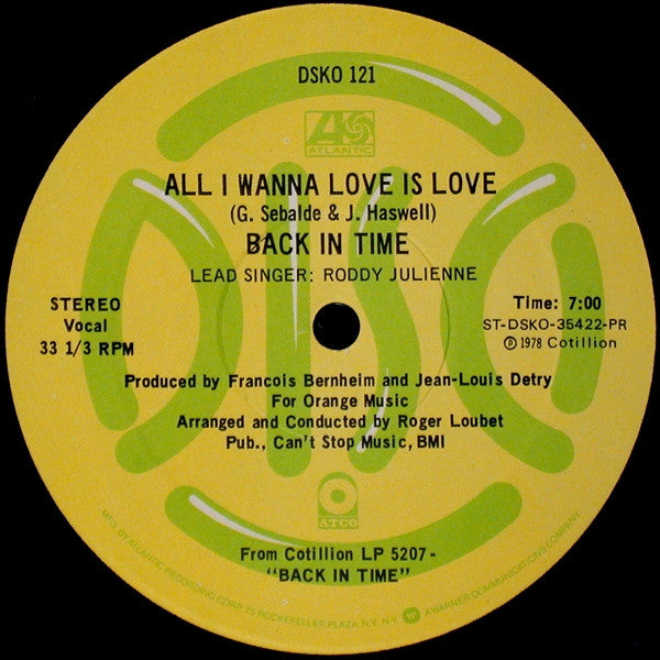 Back In Time : El Condor Pasa (If I Could) / All I Wanna Love Is Love (12", Promo)
