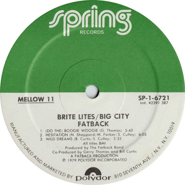 The Fatback Band : Brite Lites, Big City (LP, Album, Spe)
