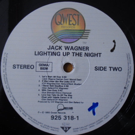 Jack Wagner : Lighting Up The Night (LP, Album)