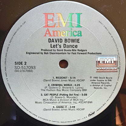 David Bowie : Let's Dance (LP, Album, Club)