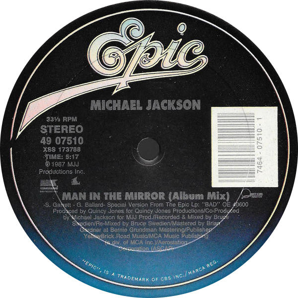 Michael Jackson : Man In The Mirror (12", Promo, Car)