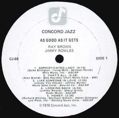 Ray Brown · Jimmy Rowles : As Good As It Gets (LP, Album)