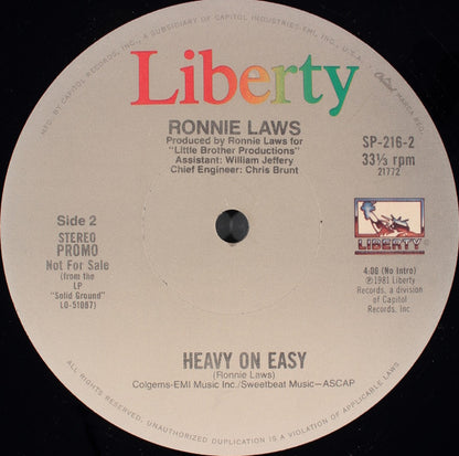 Ronnie Laws : Heavy On Easy (12", Promo)