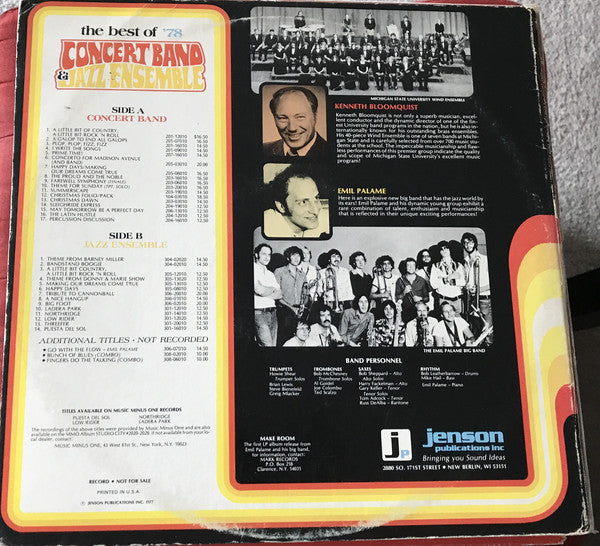 Concert Band & Jazz Ensemble : The Best Of '78 (LP, Album, Promo)