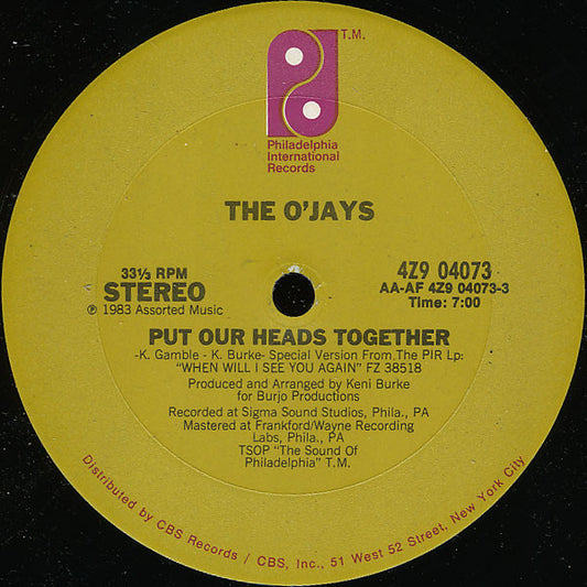 The O'Jays : Put Our Heads Together (12")