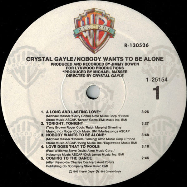 Crystal Gayle : Nobody Wants To Be Alone (LP, Album, Club)