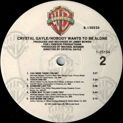 Crystal Gayle : Nobody Wants To Be Alone (LP, Album, Club)