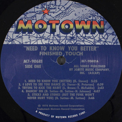 Finished Touch : Need To Know You Better (LP, Album)