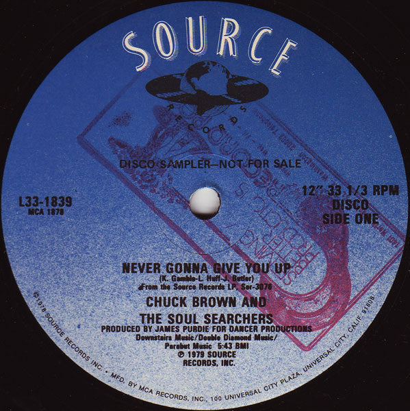 Chuck Brown & The Soul Searchers : Never Gonna Give You Up (12", Promo)
