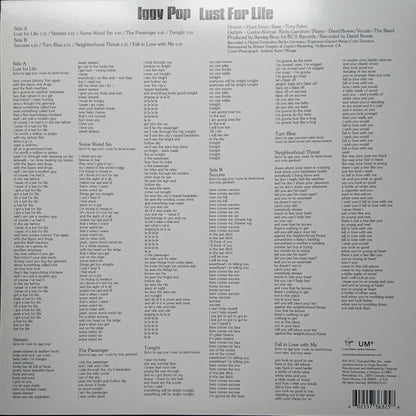 Iggy Pop : Lust For Life (LP, Album, RE, RM, Cle)