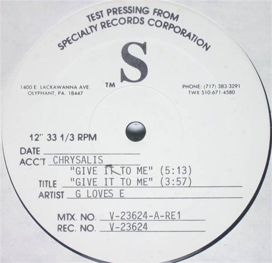G Love E : Give It To Me (12", TP)